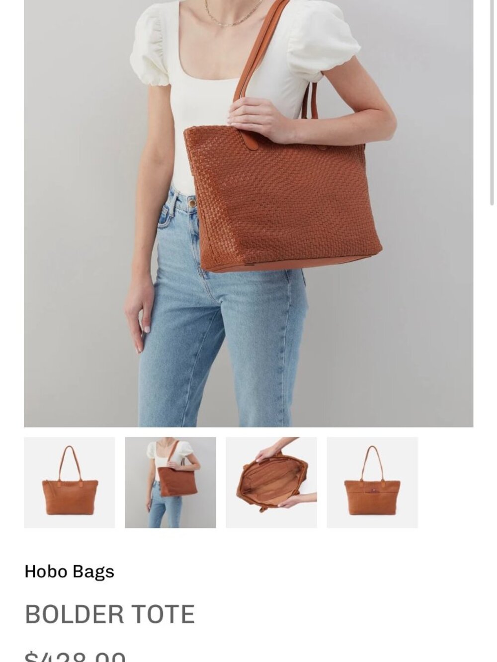 HOBO Bolder Wave Weave Leather Woven Tote Bag - Picture 11 of 11